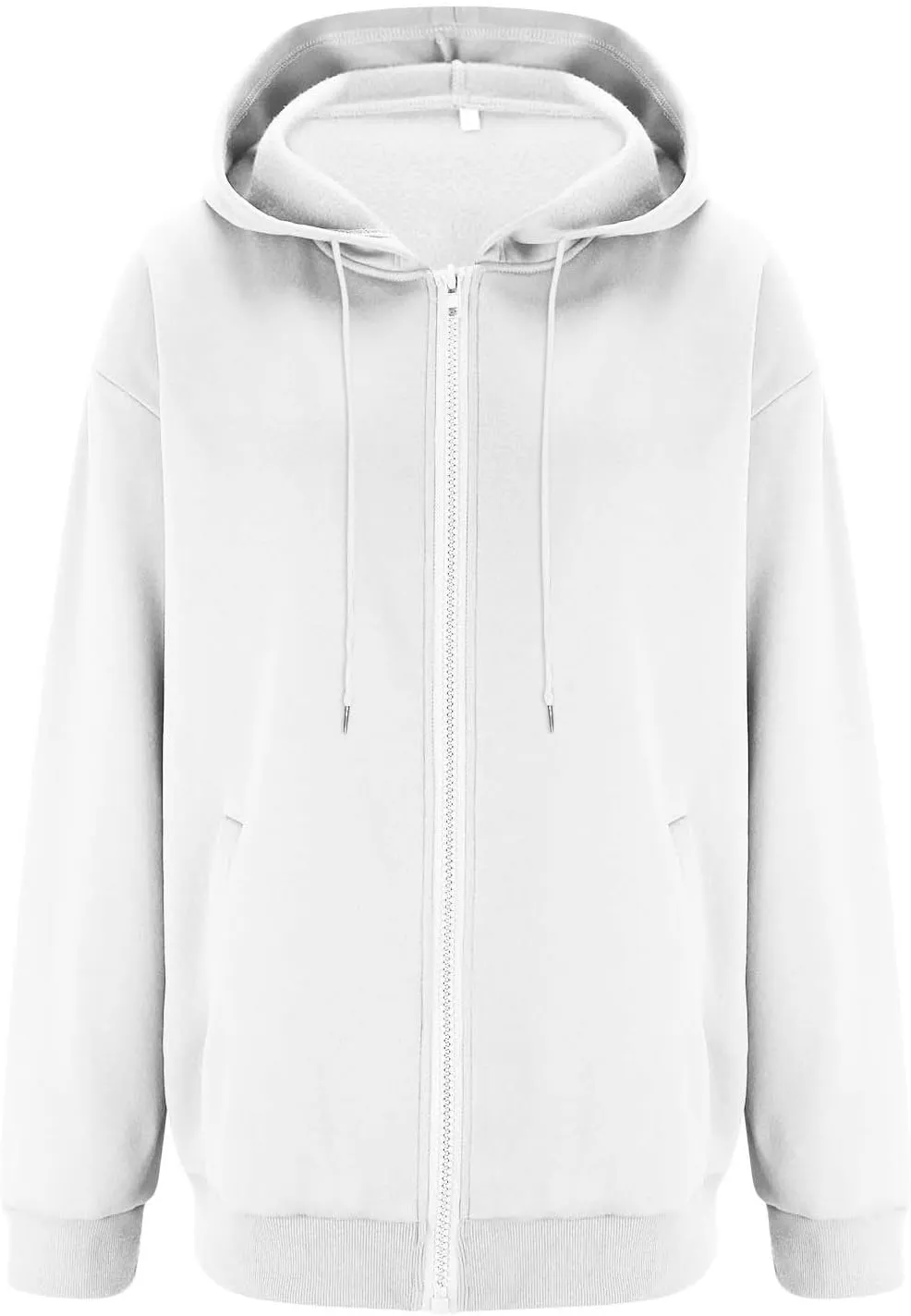Womens Zip Up Hoodies Oversized Full Zip Up Hoodie Long Sleeve Drawstring Hooded Sweatshirt Fleece Jacket with Pockets