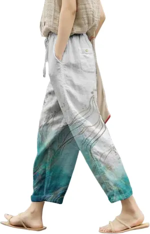 Workout Leggings for Women Casual Drawstring Pants Cotton Linen Pants Casual 2025 Women's Bottoms Womens Workout