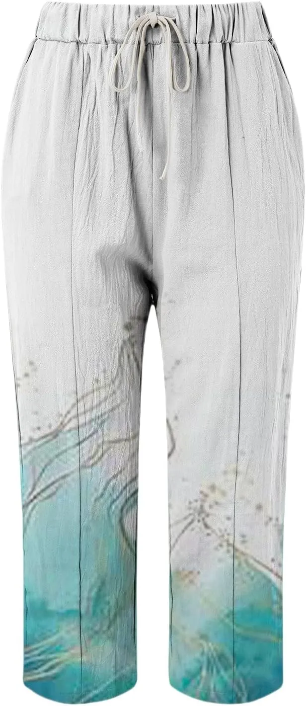 Workout Leggings for Women Casual Drawstring Pants Cotton Linen Pants Casual 2025 Women's Bottoms Womens Workout