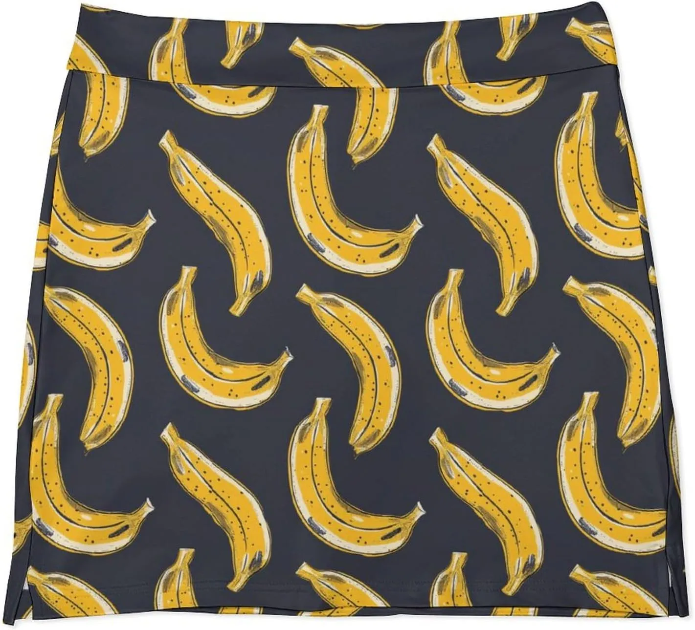 Yellow Banana Cartoon Women's Skort Athletic Skirt Golf Skorts A-line Skirts with Built-in Shorts Pockets
