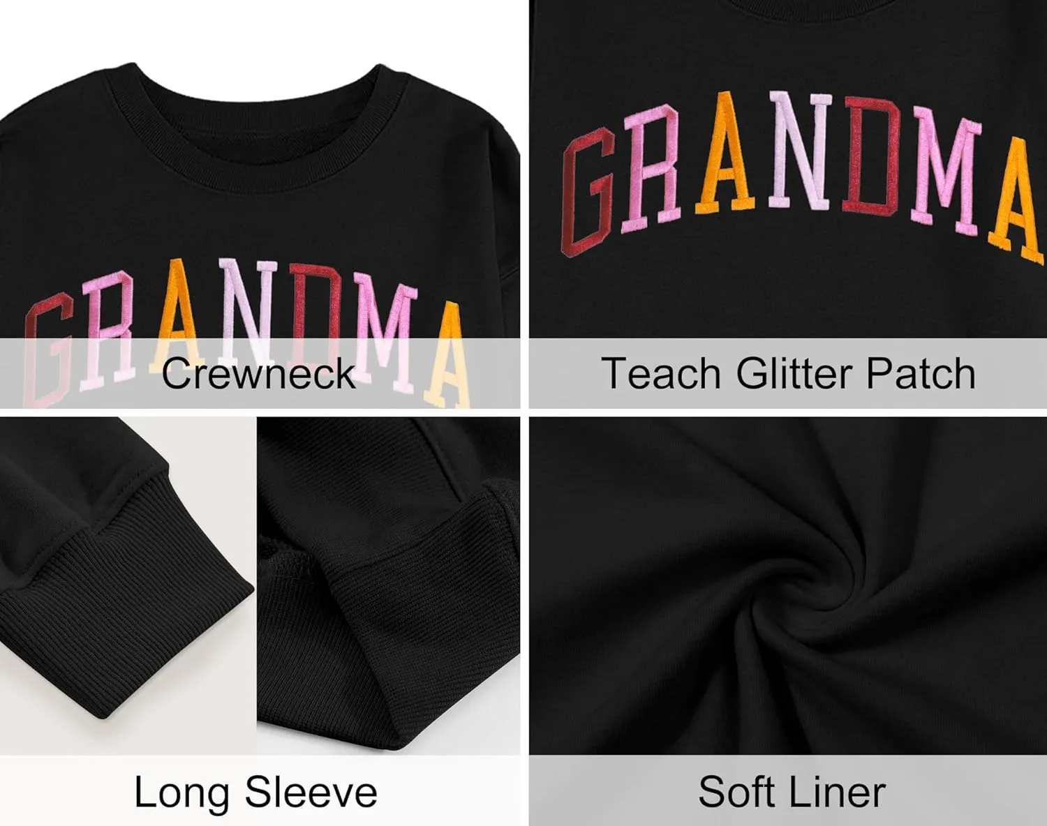 YI XIANG RAN Grandma Sweatshirt for Women - Embroidered Long Sleeve Pullover Top, Oversized
