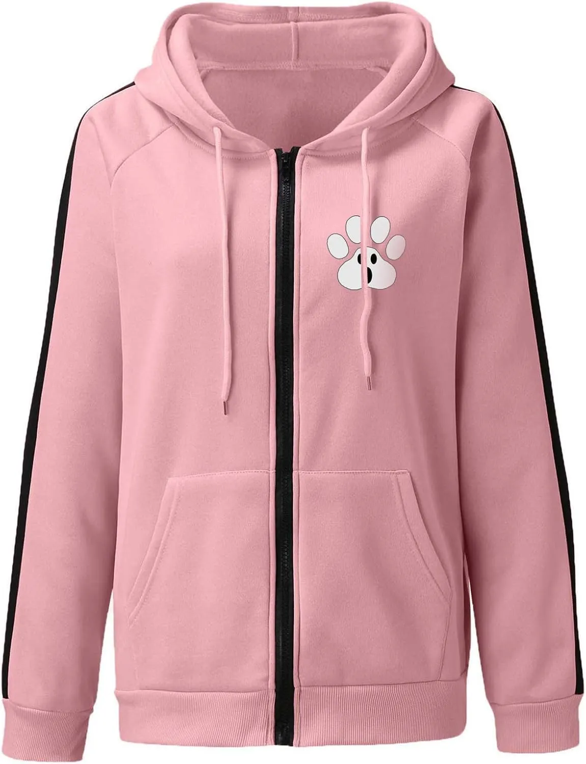 YOMXL Women's Y2K Vintage Graphic Zip Up Hoodie Oversized Casual Drawstring Hoodie E-Girl 90s Streetwear Jacket Tracksuit