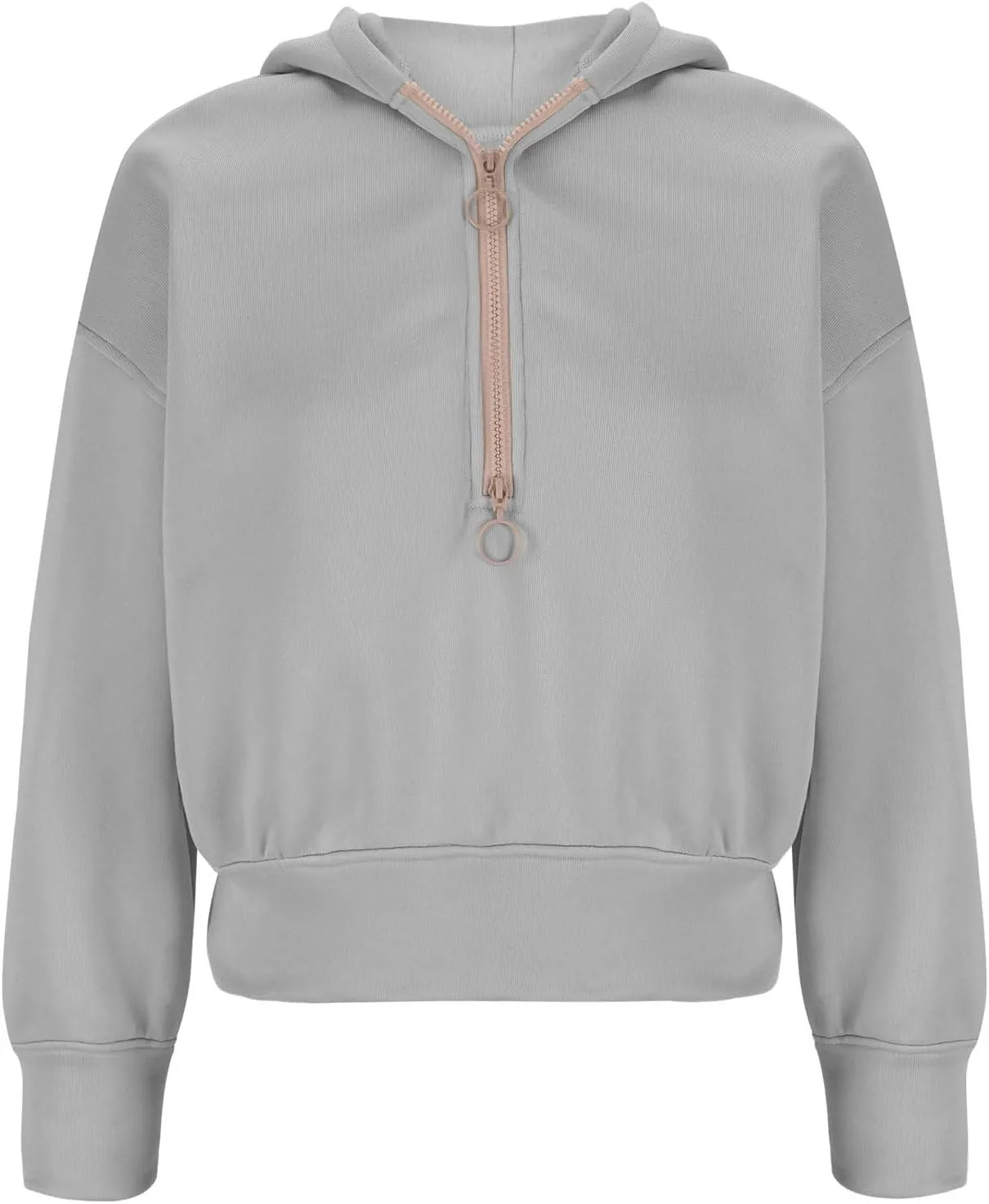 ZDRZK Half Zip Cropped Pullover Hoodies for Women Trendy 2024 Fashion Fall Y2K Sweatshirts Casual Loose Cute Shirts Tops