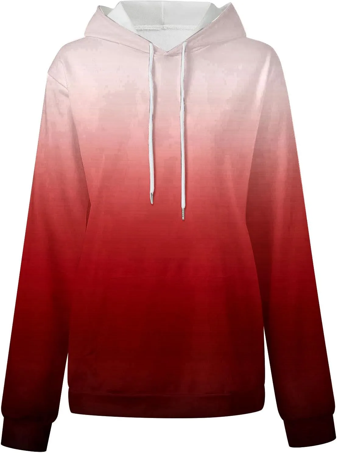 ZDRZK Hoodies For Women Gradient Print Casual Crewneck Long Sleeve Sweatshirts Hooded Loose Fit Oversized Pullover