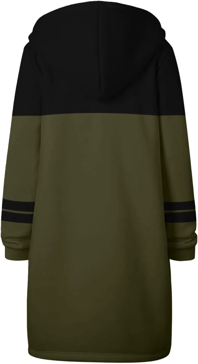 Zip Up Hoodies for Women 2024 Fall Oversized Sweatshirts Long Sleeve Hooded Lightweight Long Jackets with Pockets